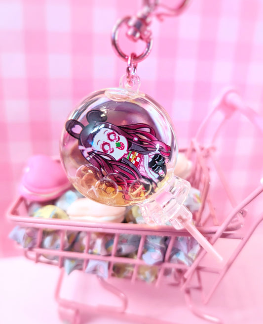 Strawberry Demon Girl Liquid Keychain