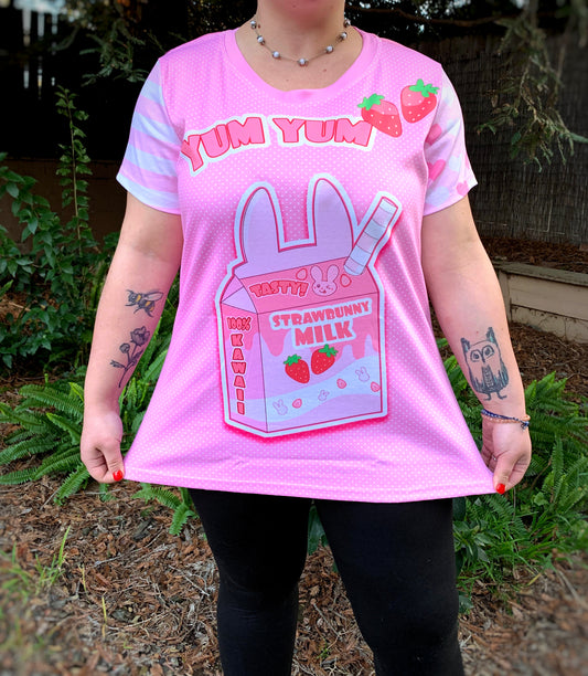 Strawbunny Milk Cotton Tee, MADE TO ORDER