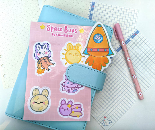 Space Buns 4x6 Sticker Sheet& Carrot Rocket