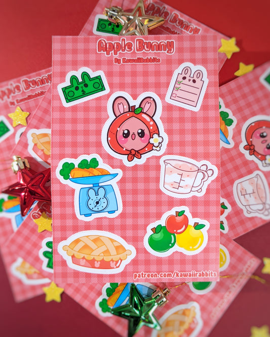 Apple Bunny 4x6 Sticker Sheet