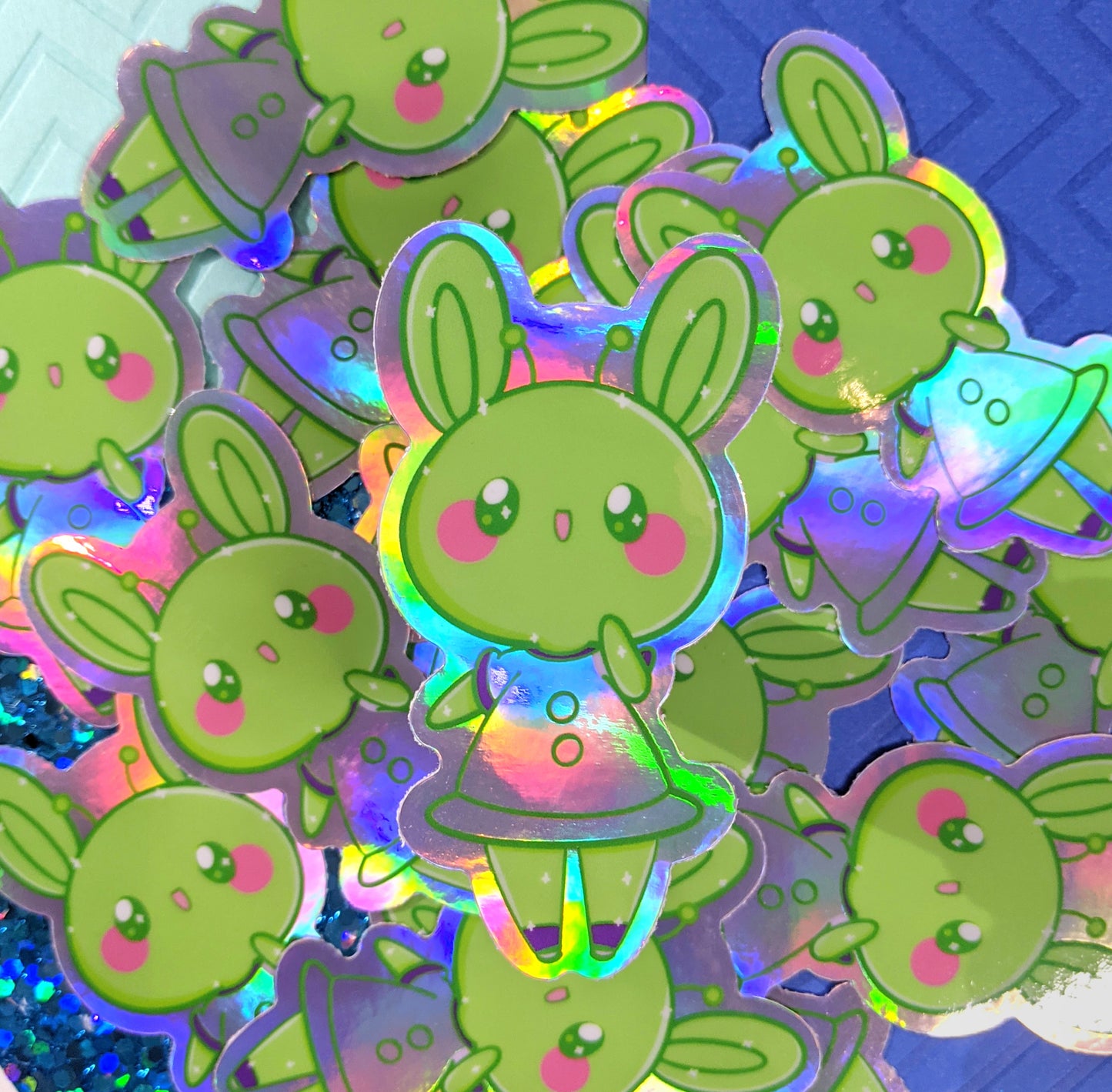 3" Alien Bun Holographic Sticker
