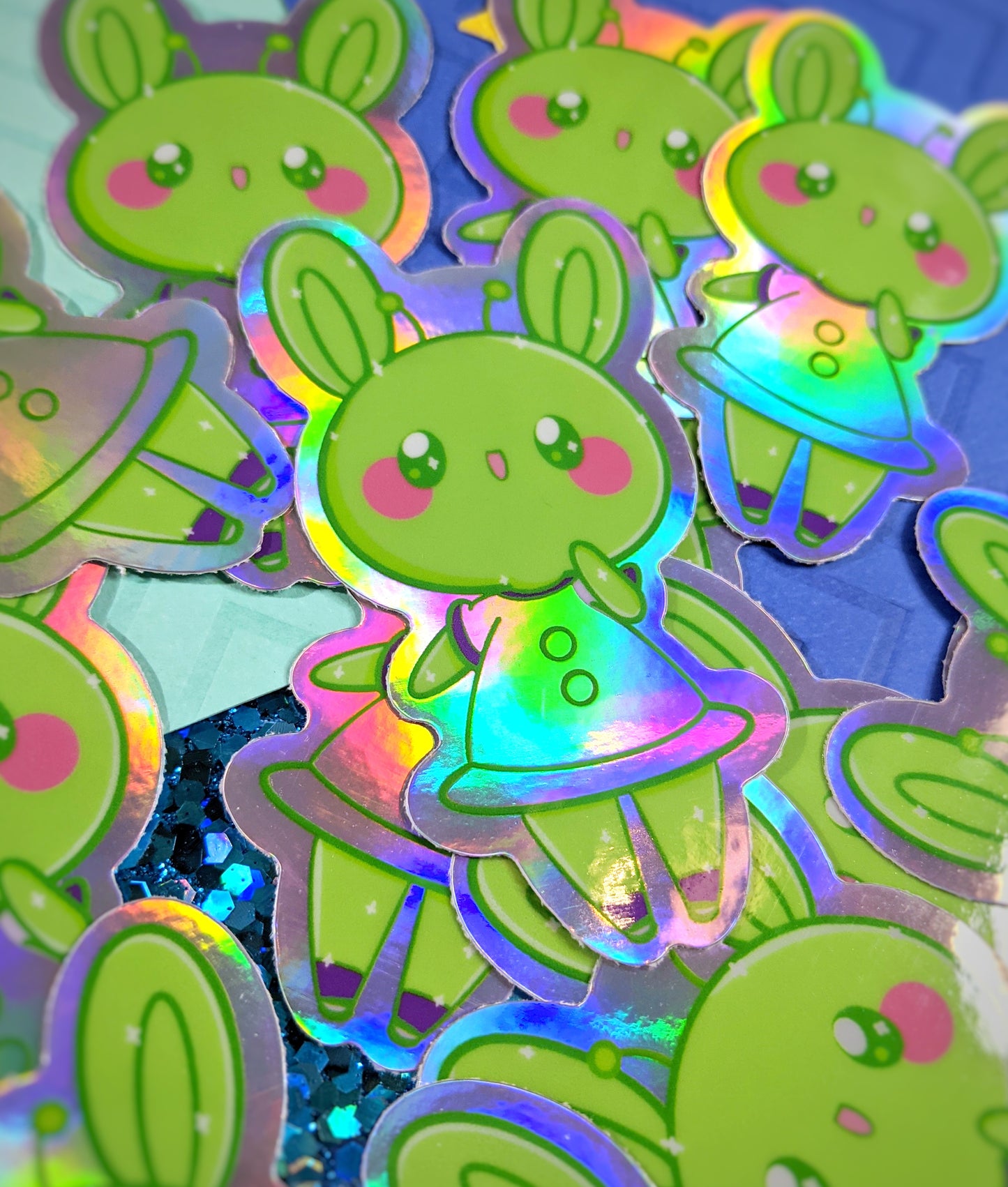 3" Alien Bun Holographic Sticker