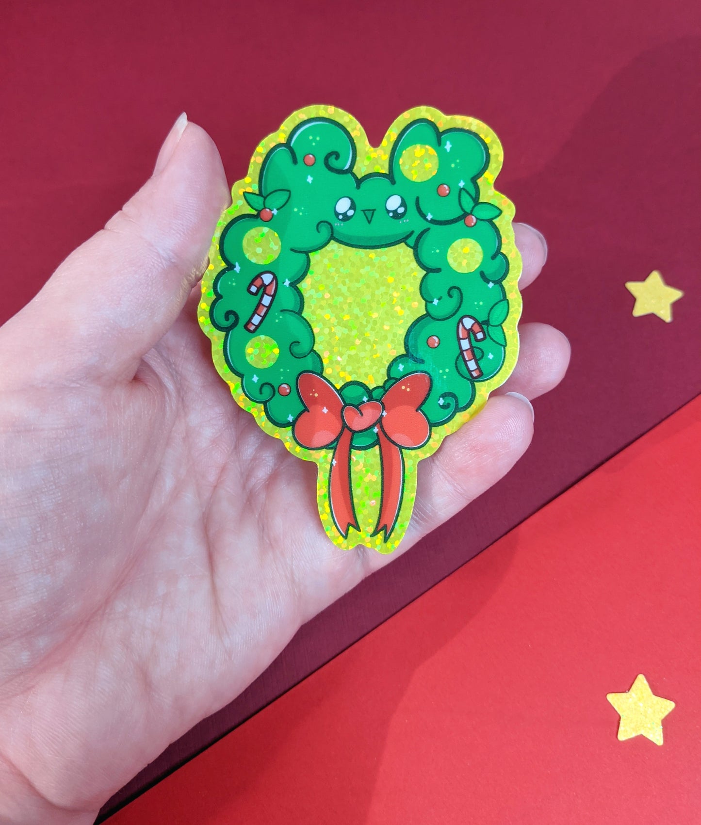 Bunny Wreathe 3" Glitter Sticker