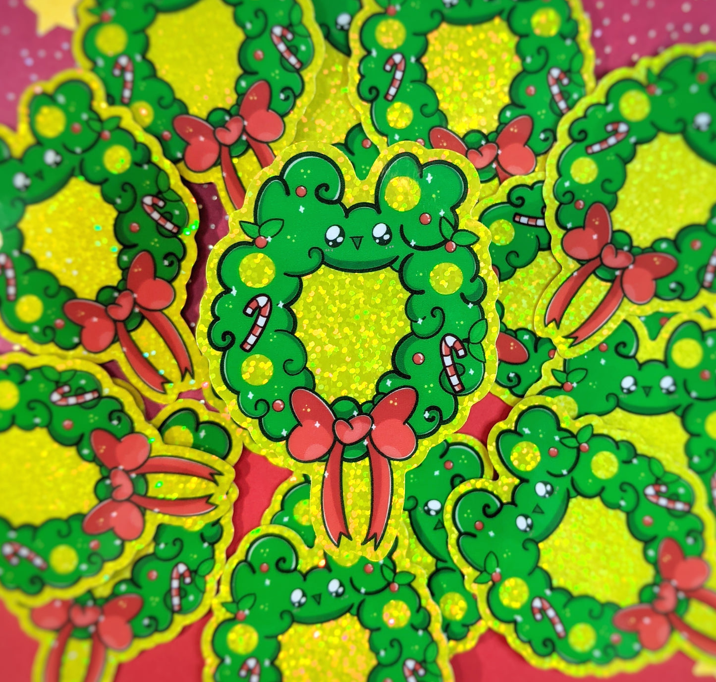 Bunny Wreathe 3" Glitter Sticker