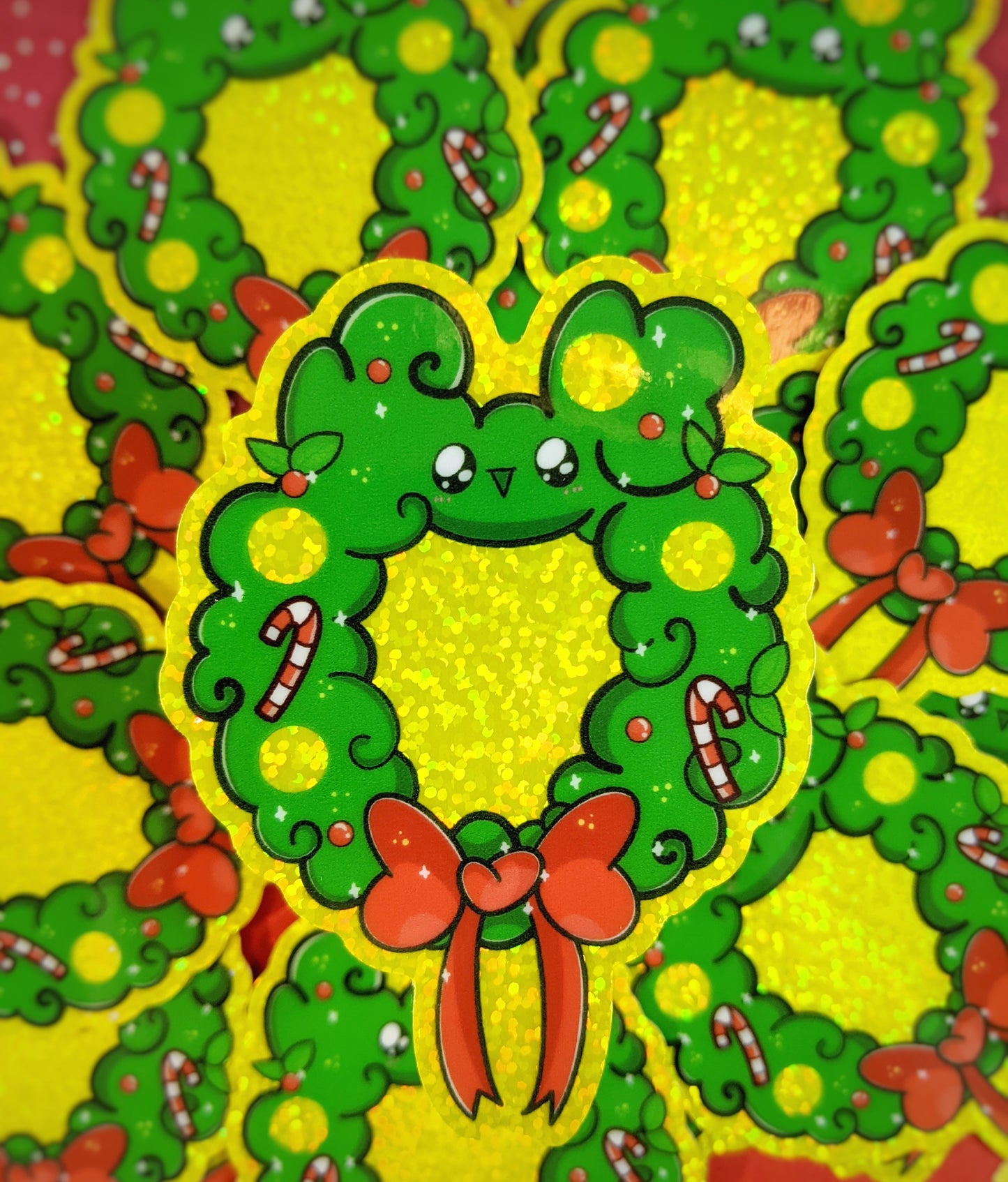 Bunny Wreathe 3" Glitter Sticker