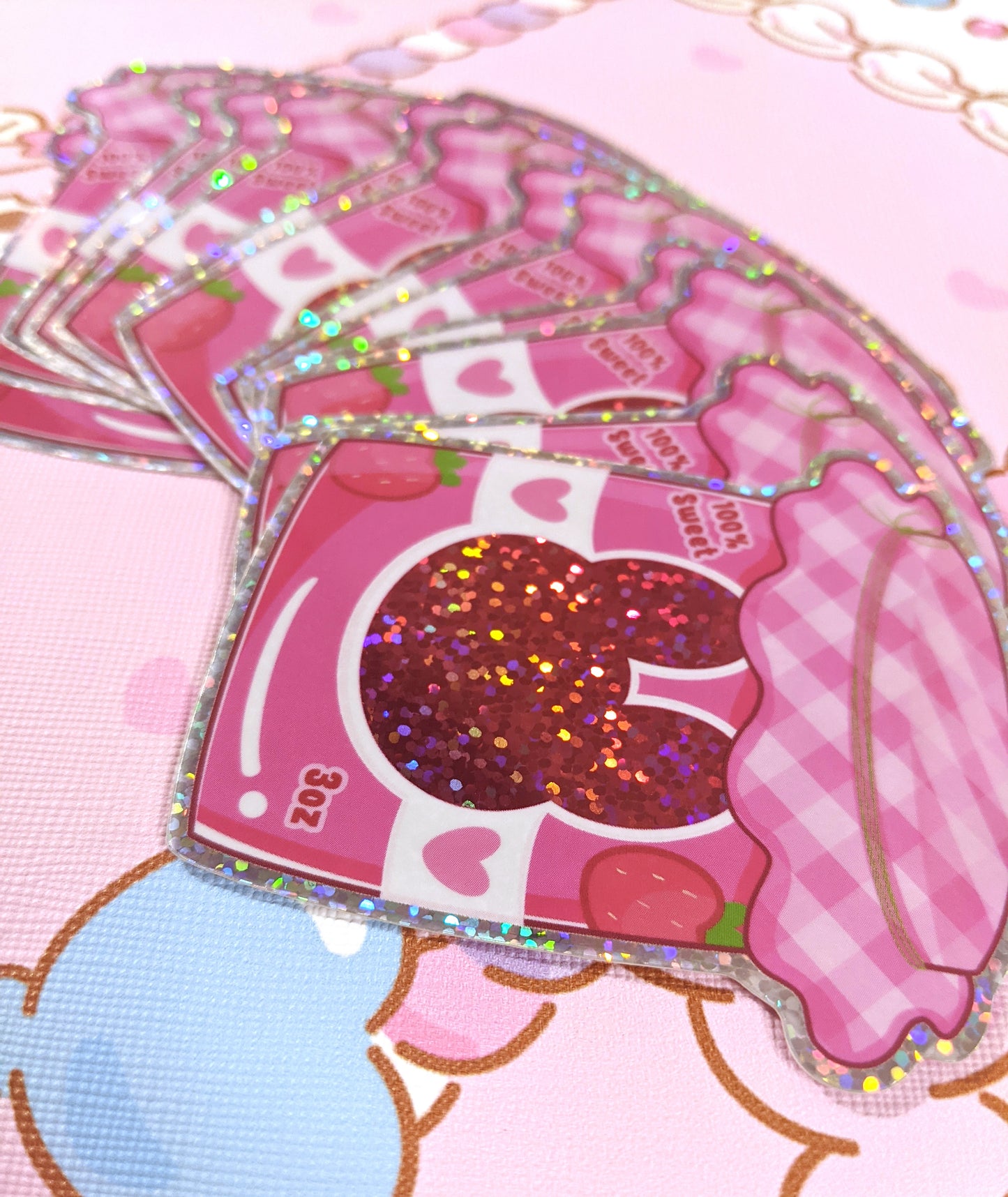 Strawbunny Jam Vinyl Glitter Sticker