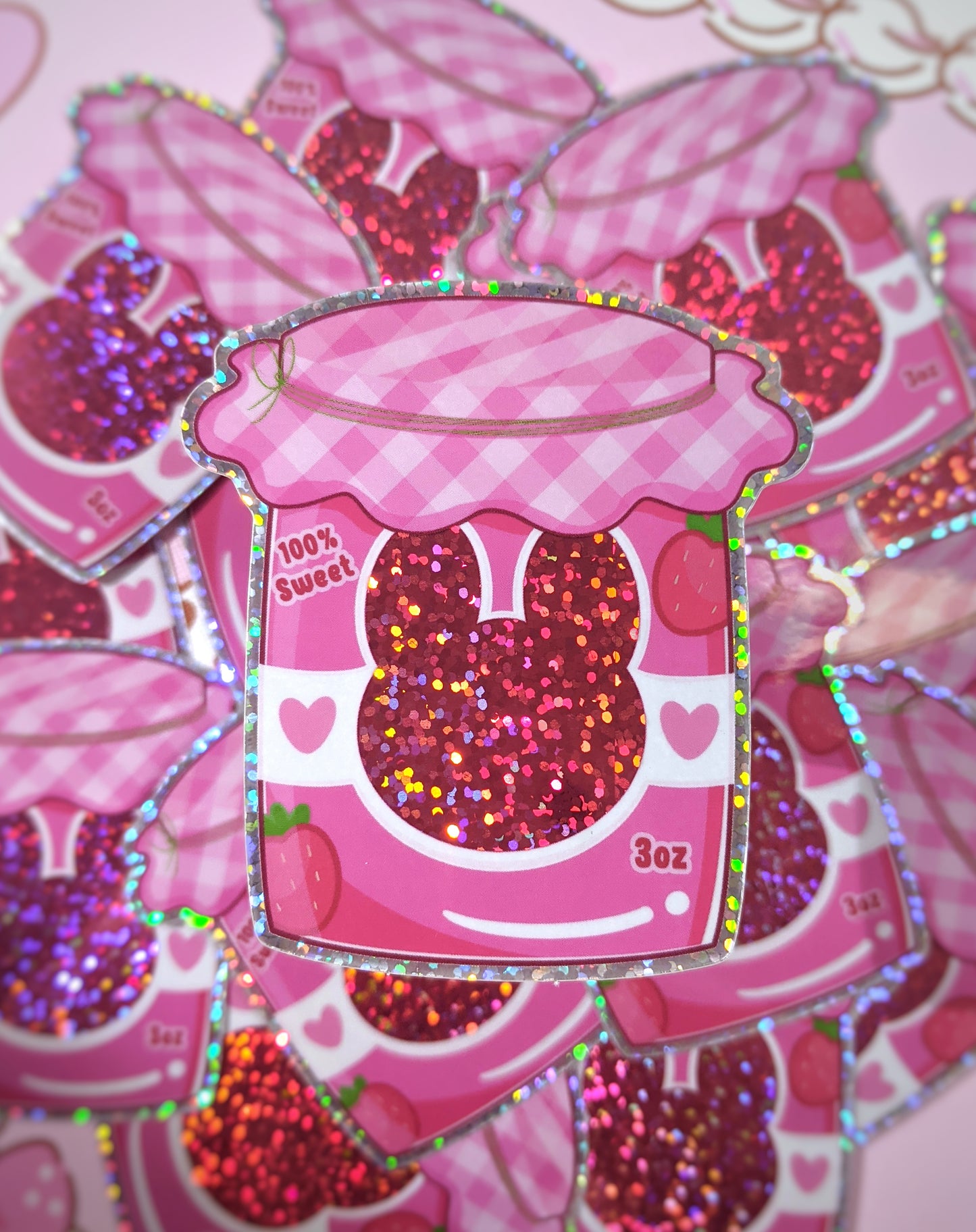 Strawbunny Jam Vinyl Glitter Sticker
