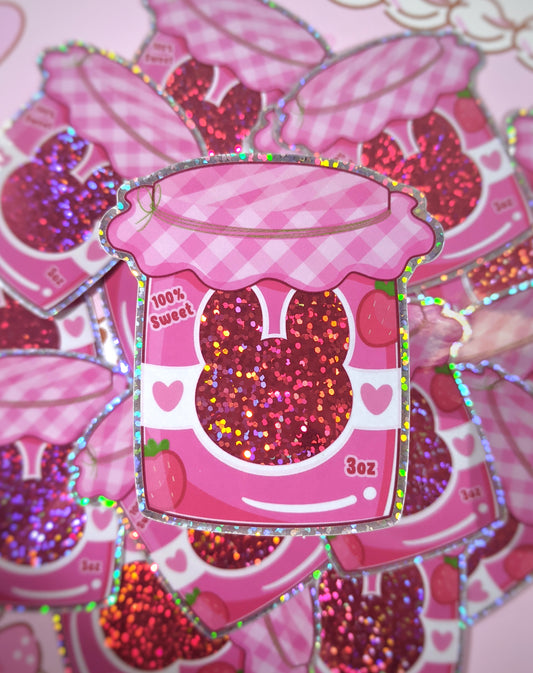 Strawbunny Jam Vinyl Glitter Sticker