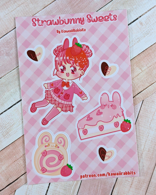 Strawbunny Sweets 4x6 Sticker Sheet
