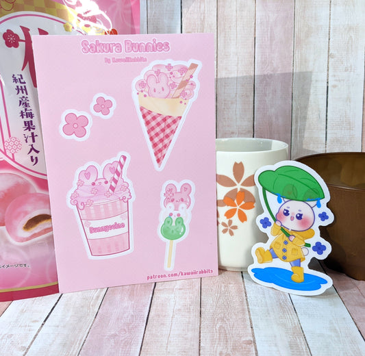 Sakura Bunnies and Rainy Day Bunny Stickers