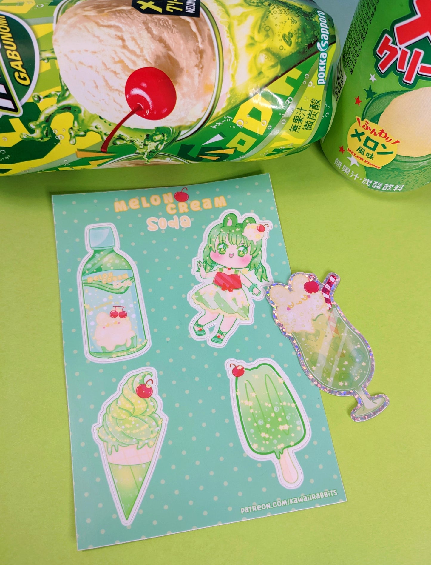 Melon cream soda stickers