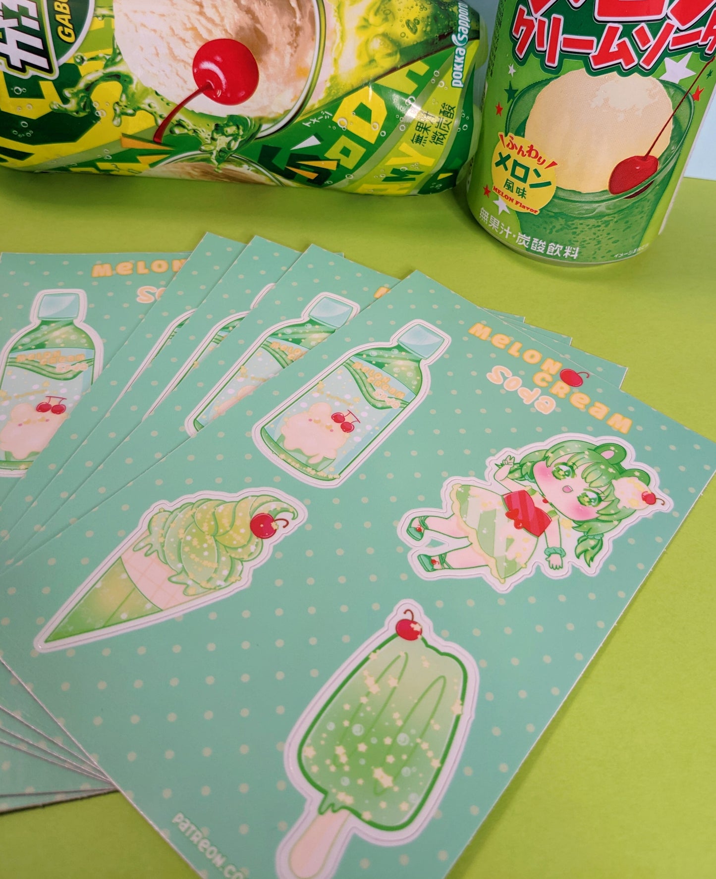 Melon cream soda stickers