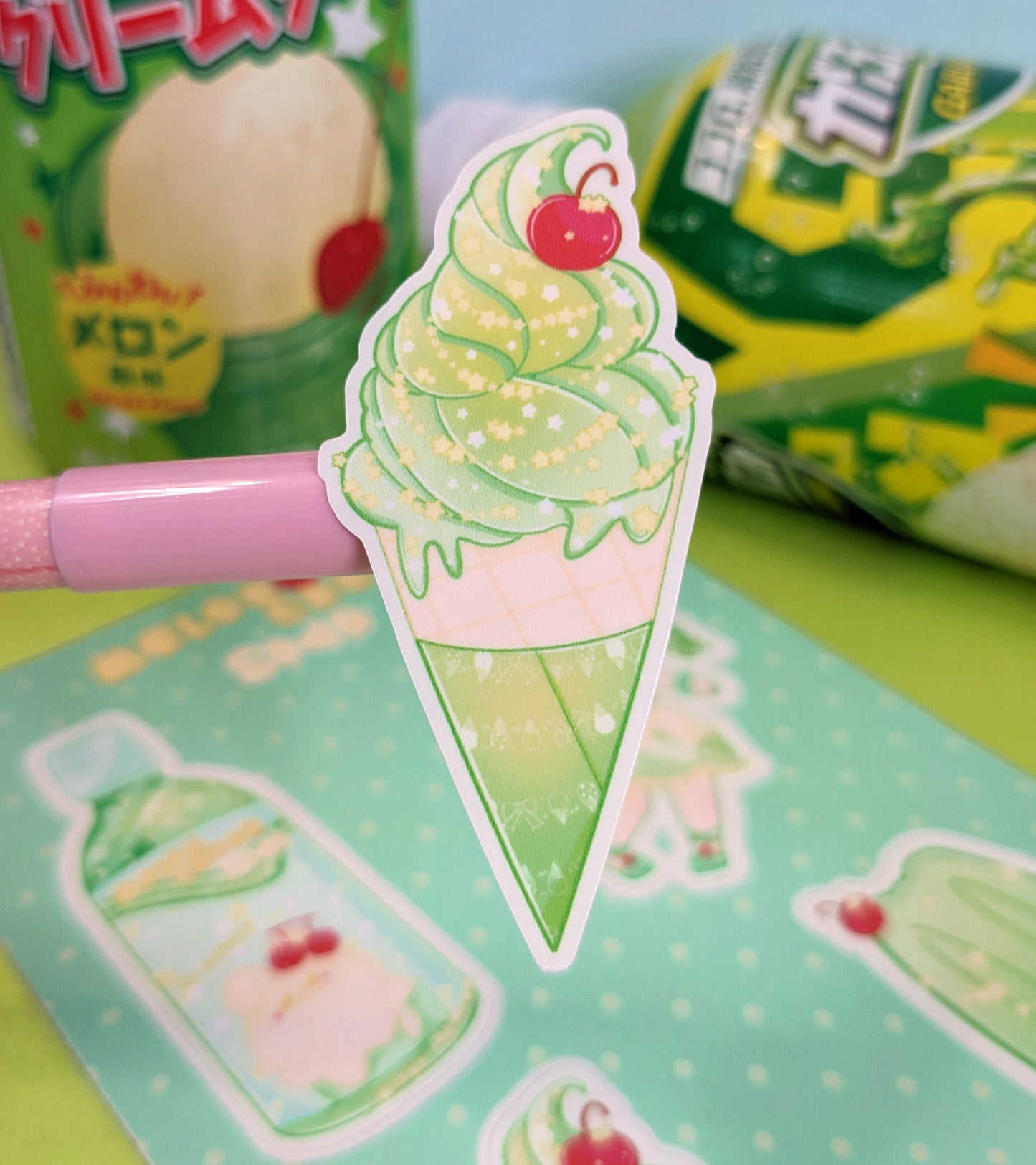 Melon cream soda stickers
