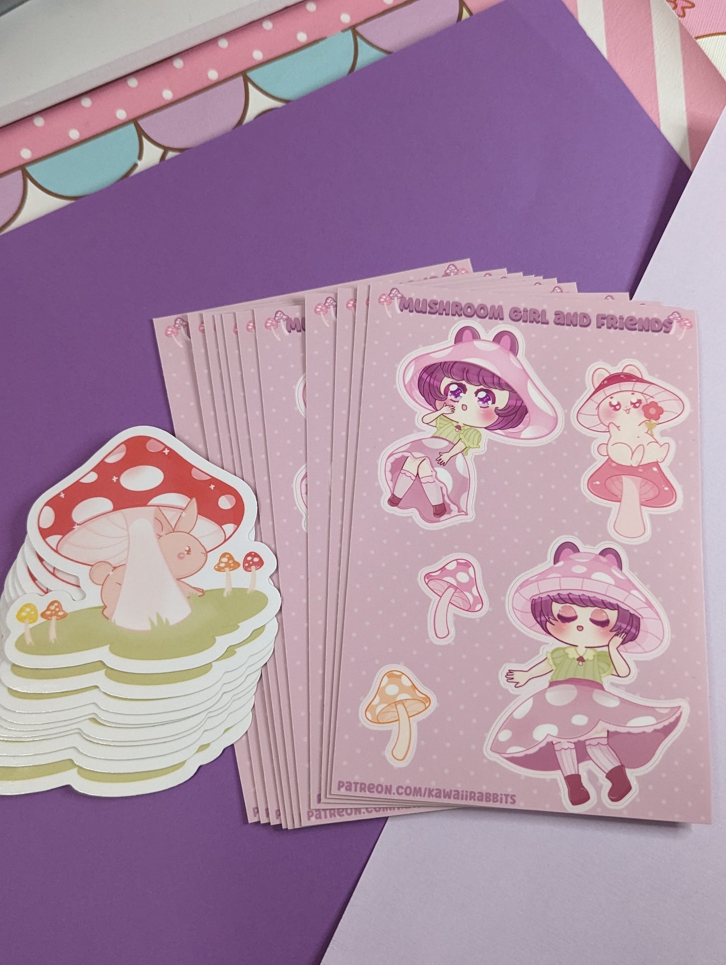 Mushroom Bunny Girl & Friends Stickers