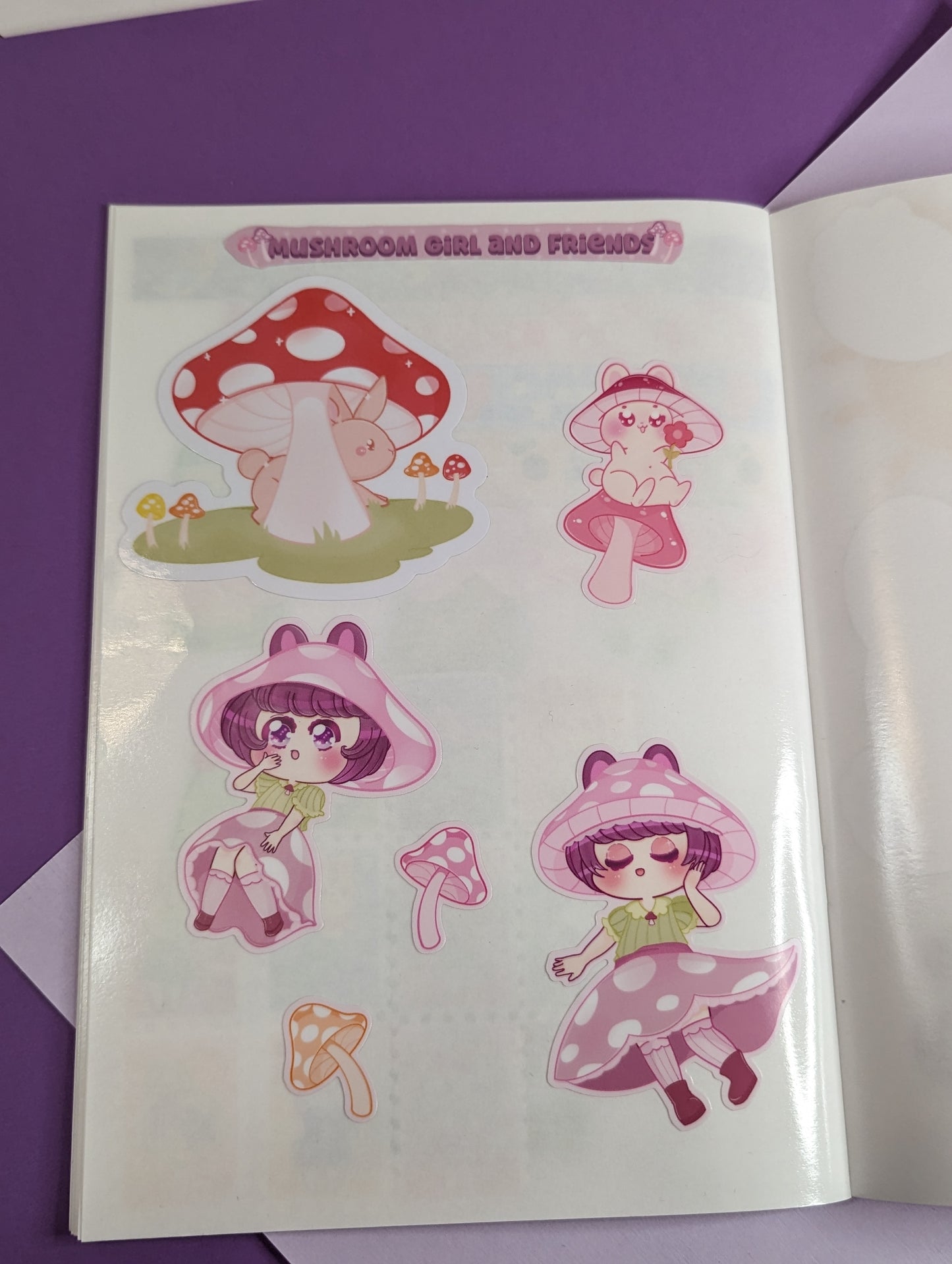Mushroom Bunny Girl & Friends Stickers