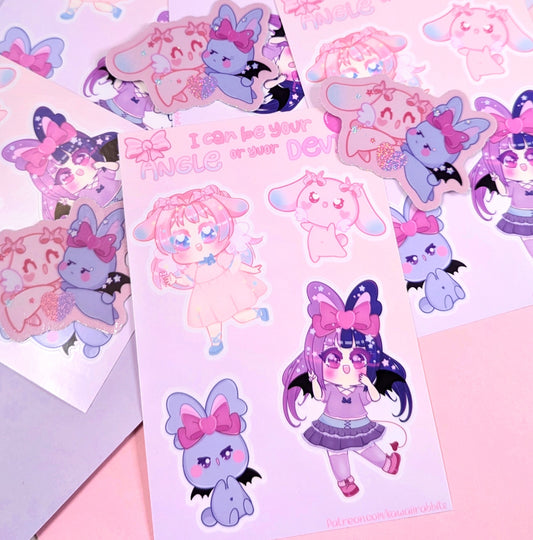 Angel and Devil Bunny Stickers