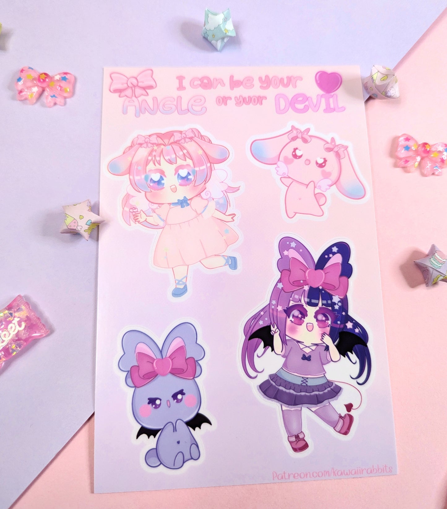 Angel and Devil Bunny Stickers