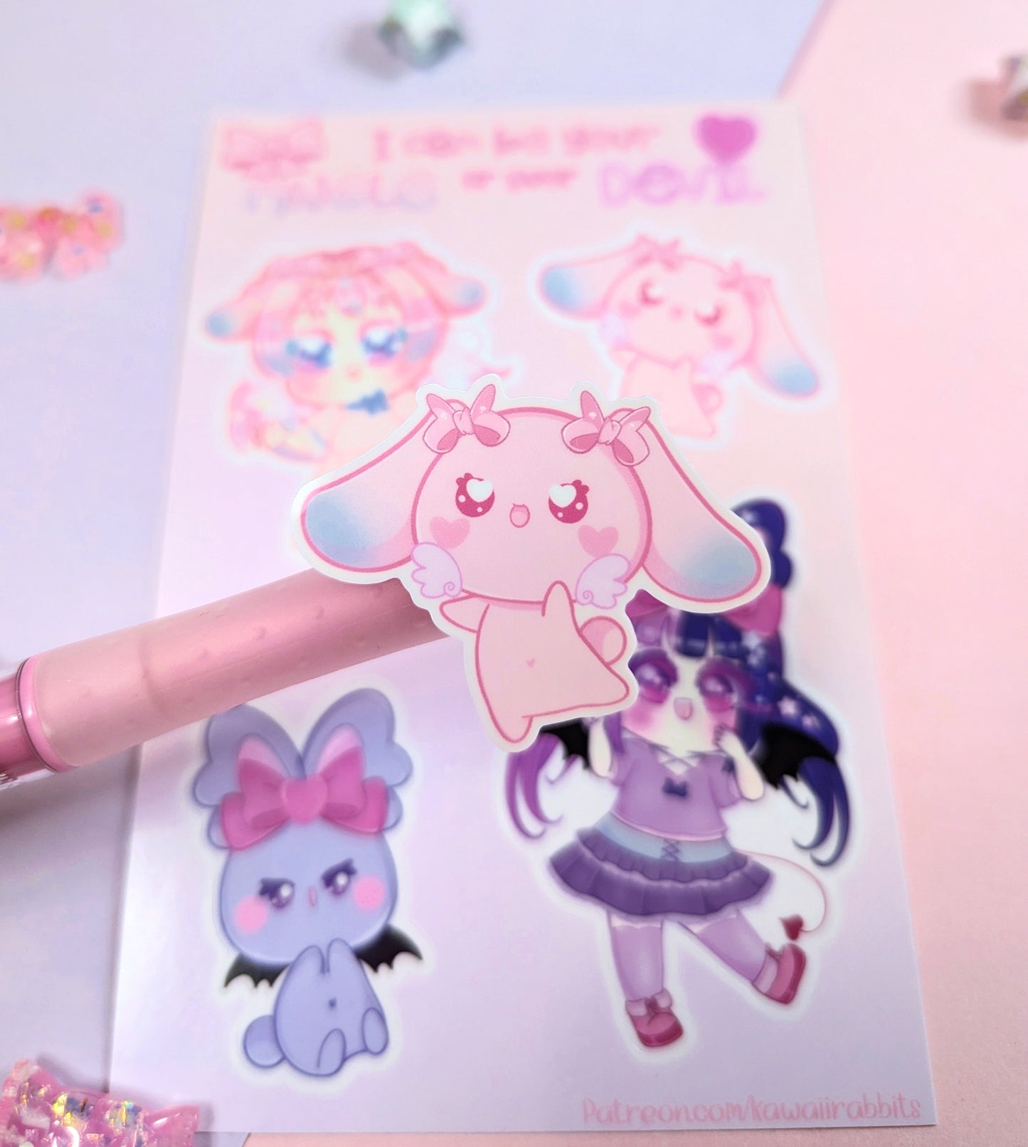 Angel and Devil Bunny Stickers