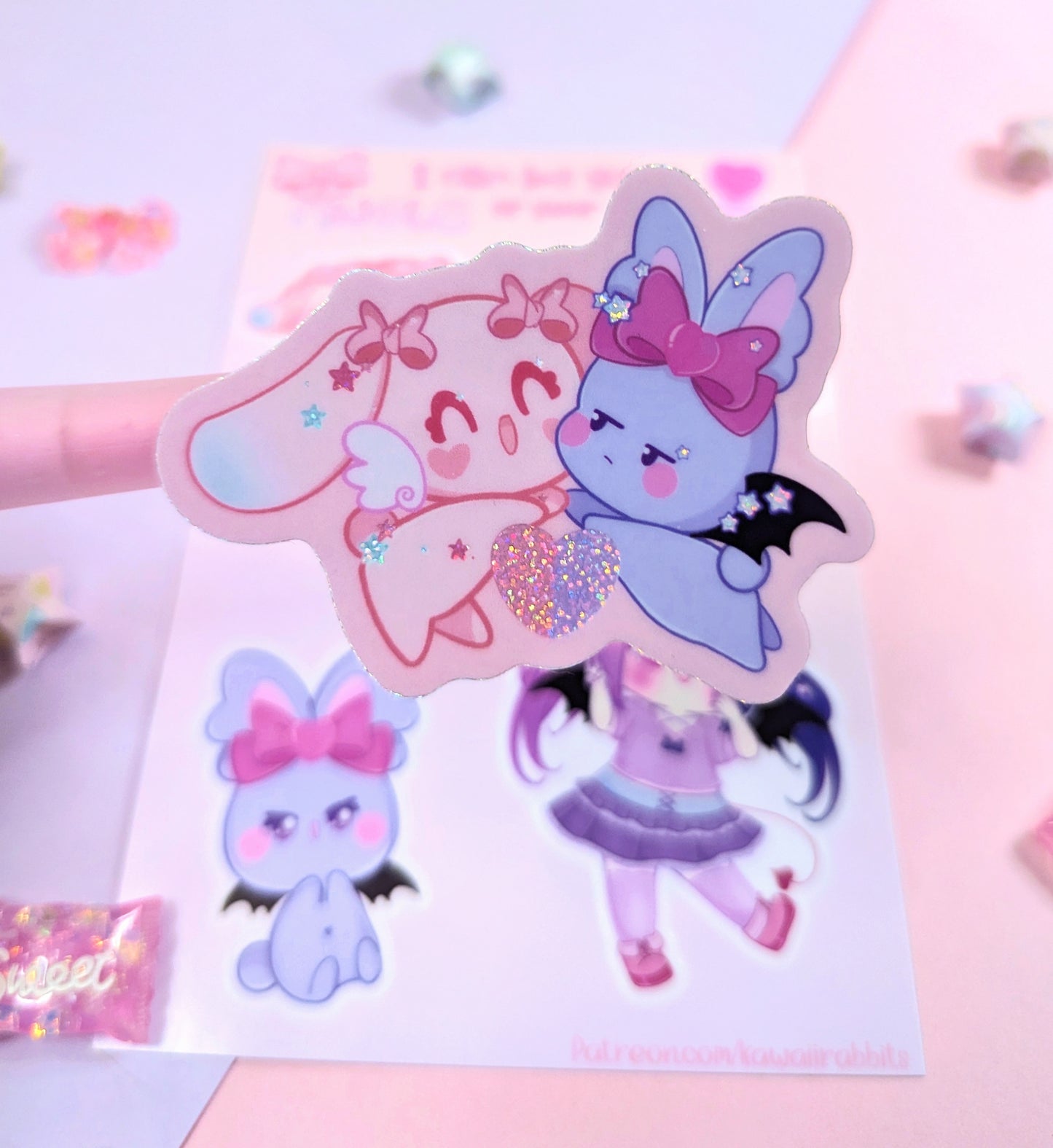 Angel and Devil Bunny Stickers