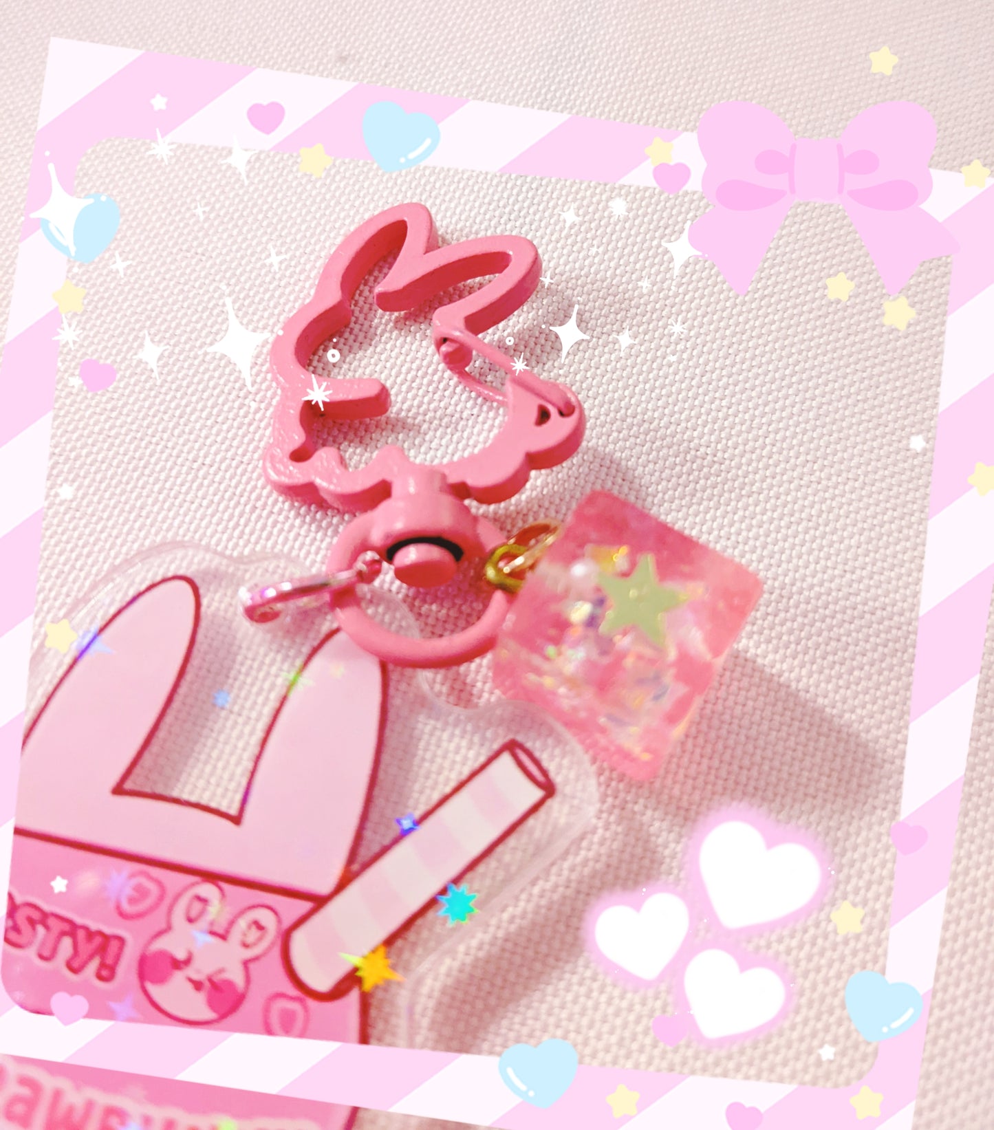 Strawbunny Milk Charm and Lanyard