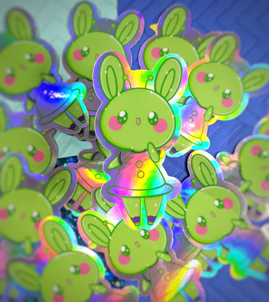 3" Alien Bun Holographic Sticker