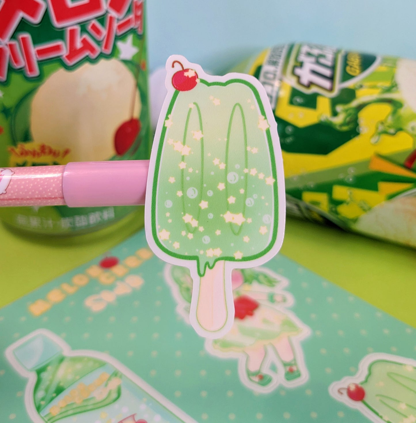 Melon cream soda stickers