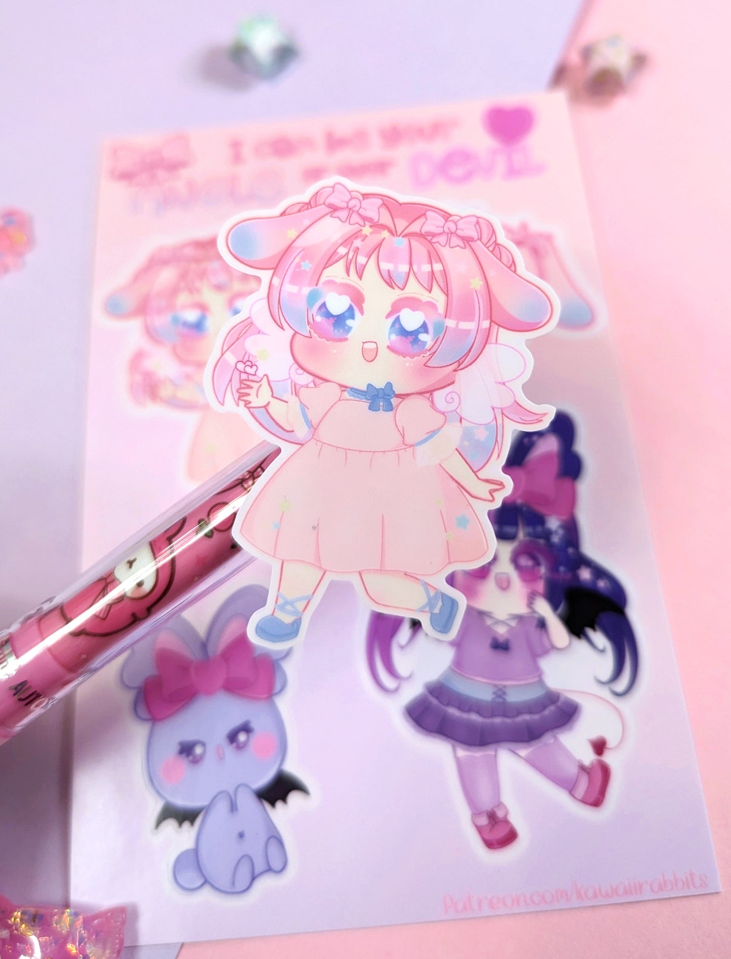 Angel and Devil Bunny Stickers